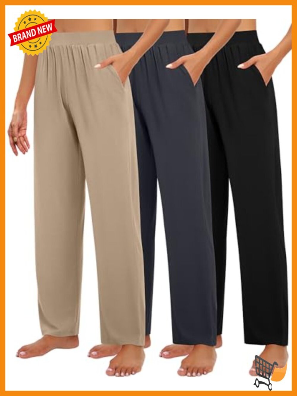 Women's Wide Leg Lounge Sweatpants 3 Pack Soft Stretchy Pull On